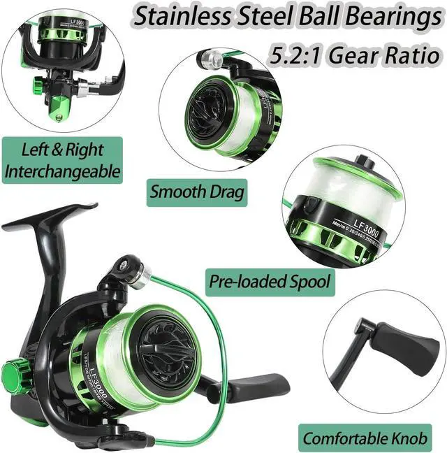 Alt view image 3 of 6 - Fishing Rod and Reel Combo with Fishing Net, 6.9ft Telescopic Fishing Pole Kit with Fishing Pliers, Lip Gripper, Fishing Lures,Pre-Loaded Spinning Reel Combo