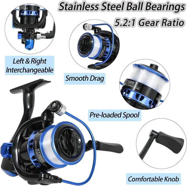 Alt view image 3 of 6 - Fishing Rod and Reel Combo with Fishing Net, 6.9ft Telescopic Fishing Pole Kit with Fishing Pliers, Lip Gripper, Fishing Lures,Pre-Loaded Spinning Reel Combo