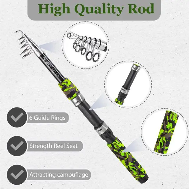 Alt view image 4 of 6 - Fishing Rod and Reel Combo with Fishing Net, 6.9ft Telescopic Fishing Pole Kit with Fishing Pliers, Lip Gripper, Fishing Lures,Pre-Loaded Spinning Reel Combo
