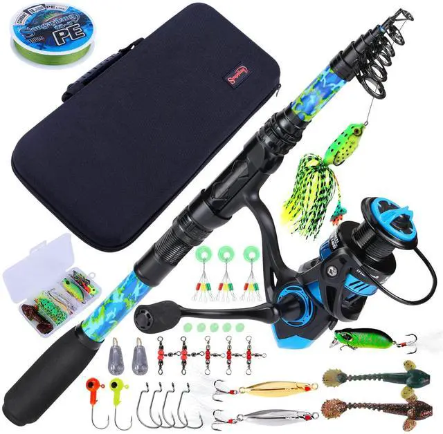 Main image of Telescopic Fishing Rod and Reel Combo Full Kit with Carrier Bag, 11+1 Bearings Spinning Reel, Carbon Fiber Travel Pole for Bass, Trout, Catfish, Redfish Saltwater Freshwater