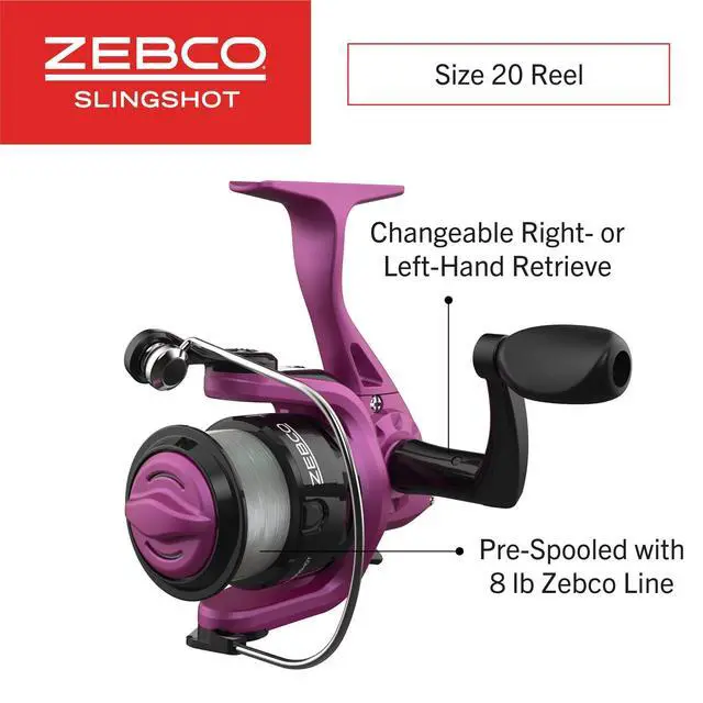 Alt view image 3 of 7 - Slingshot Spinning Reel and Fishing Rod Combo, 2-Piece Medium-Light Durable Fiberglass Rod, Comfortable EVA Handle, Pre-Spooled with 8-Pound Cajun Fishing Line