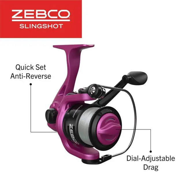 Alt view image 4 of 7 - Slingshot Spinning Reel and Fishing Rod Combo, 2-Piece Medium-Light Durable Fiberglass Rod, Comfortable EVA Handle, Pre-Spooled with 8-Pound Cajun Fishing Line