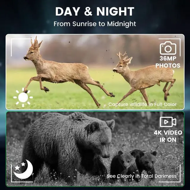 Alt view image 3 of 7 - Night Vision Goggles for Adults, 4K Night Vision Binoculars with 5000mAh Rechargeable Battery and 32GB TF Card for Hunting, Wildlife Observation and Security