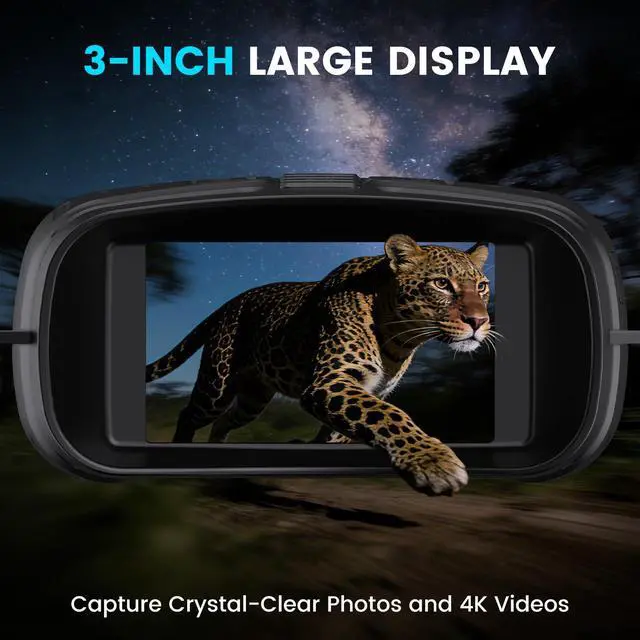 Alt view image 4 of 7 - Night Vision Goggles for Adults, 4K Night Vision Binoculars with 5000mAh Rechargeable Battery and 32GB TF Card for Hunting, Wildlife Observation and Security