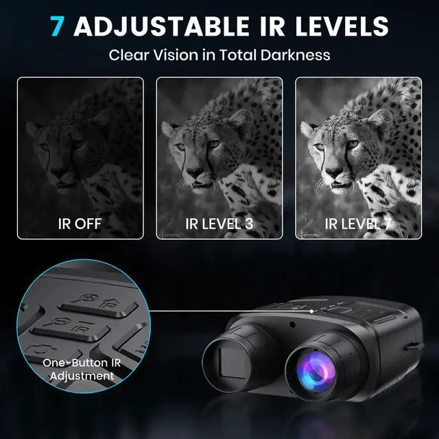 Alt view image 5 of 7 - Night Vision Goggles for Adults, 4K Night Vision Binoculars with 5000mAh Rechargeable Battery and 32GB TF Card for Hunting, Wildlife Observation and Security