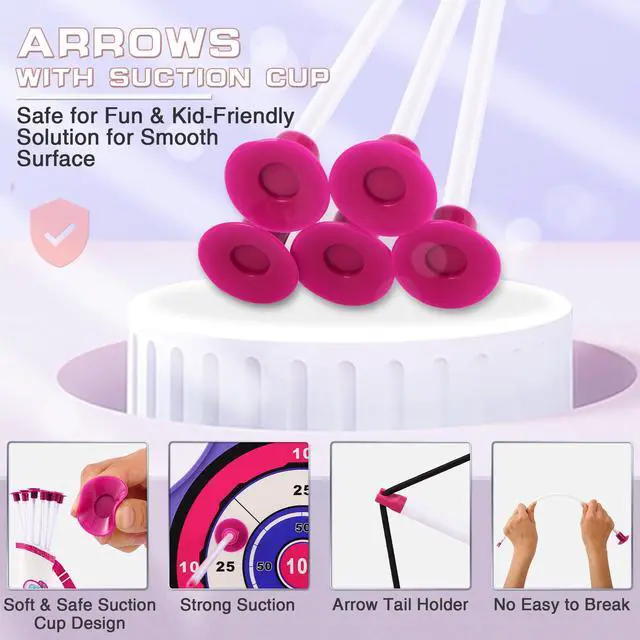 Alt view image 3 of 7 - Bow and Arrow Set Girl Toys: 2 Pack LED Light Up Archery Set with 20 Suction Cup Arrows, Birthday Gift for Girls 5 6 7 8 9 10 11 12 Year Old, Outdoor Activities Toys Essentials for Kids Aged 4-8 8-12
