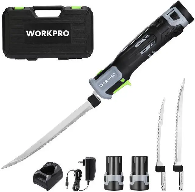 Main image of 12V Cordless Electric Fillet Knife with 8" & 10" Razor-Sharp Blades, Non-Slip Grip Handle, Safety Lock, 2 Rechargeable Batteries, Quick Battery Charger & Carry Case for Fishing and Filleting