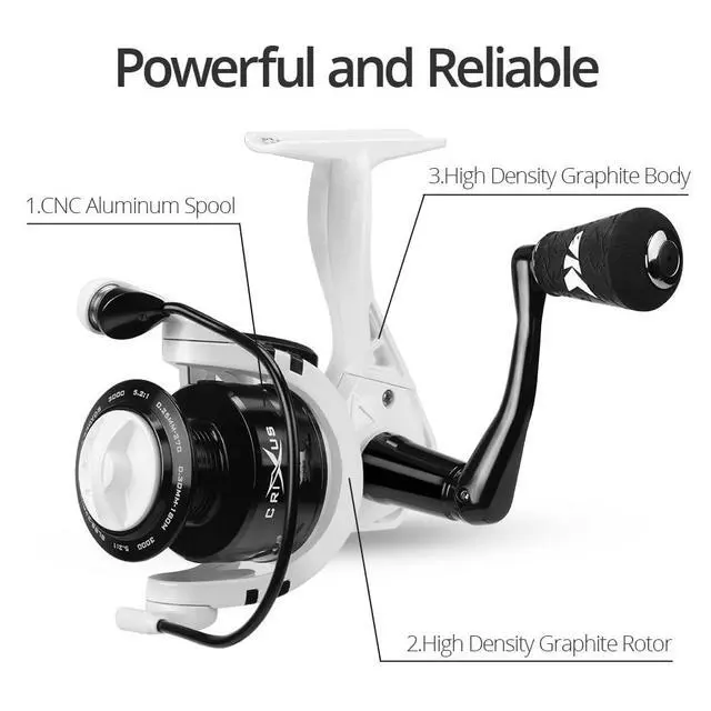 Alt view image 4 of 7 - Crixus Fishing Rod and Reel Combo, High Performance Spinning & Baitcaster Combo, IM6 Graphite 2Pc Blanks, Zirconium Oxide Rings, SuperPolymer Handle, Lightweight Reel with Aluminum Spool