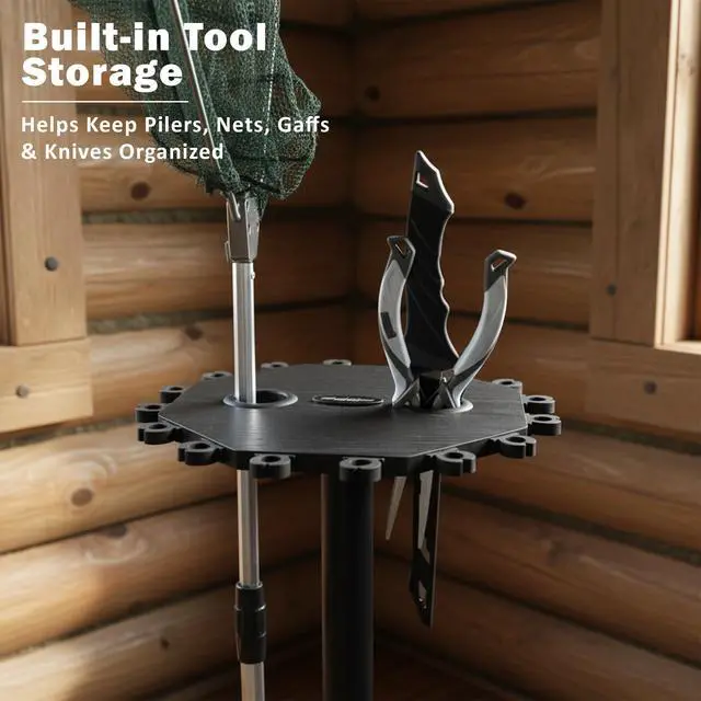 Alt view image 6 of 7 - 16-Rod Round Fishing Rod Holder for Garage, 360° Access Fishing Pole Holder for Fishing Rods, Reels, Gear, and Accessories, Securely Holds 16 Rods, Black