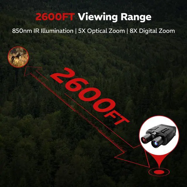 Alt view image 5 of 7 - Night Vision Binoculars - Eagle Pro 4K Night Vision Goggles for Adults with Upgraded CMOS Sensor, 2600FT Range, 850nm IR Illuminator, 5000mAh Battery, 32GB SD Card, Stealth Black
