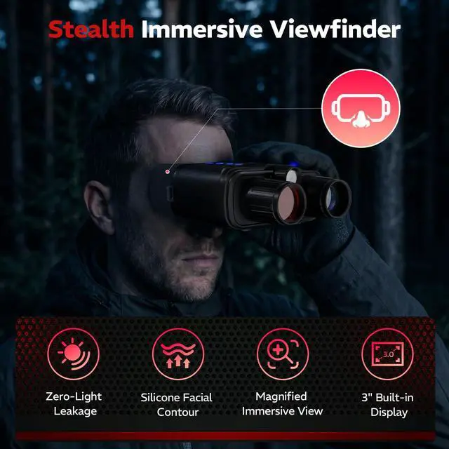 Alt view image 6 of 7 - Night Vision Binoculars - Eagle Pro 4K Night Vision Goggles for Adults with Upgraded CMOS Sensor, 2600FT Range, 850nm IR Illuminator, 5000mAh Battery, 32GB SD Card, Stealth Black