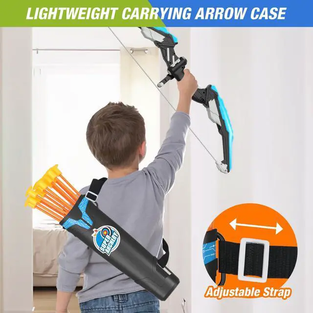 Alt view image 7 of 7 - 2 Pack Kids Bow and Arrow, LED Light Up Archery Set with 24 Suction Cup Arrows, Indoor Outdoor Sport Dinosaur Toys Gifts for 3 4 5 6 7 8 9 10 11 12 Year Old Boys Girls