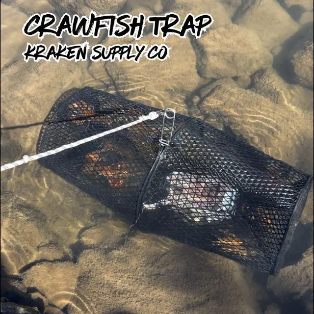Alt view image 7 of 7 - Crawfish Trap Crawdads Crayfish Trap Torpedo Heavy Duty Bait Steel Mesh Wire Black with Clip Two-Piece Durable (6 Pack)