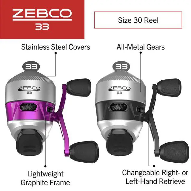 Alt view image 3 of 7 - 33 Spincast Reel and 2-Piece Fishing Rod Combo, 5-Foot 6-Inch Durable Fiberglass Rod, Quickset Anti-Reverse Fishing Reel with Bite Alert