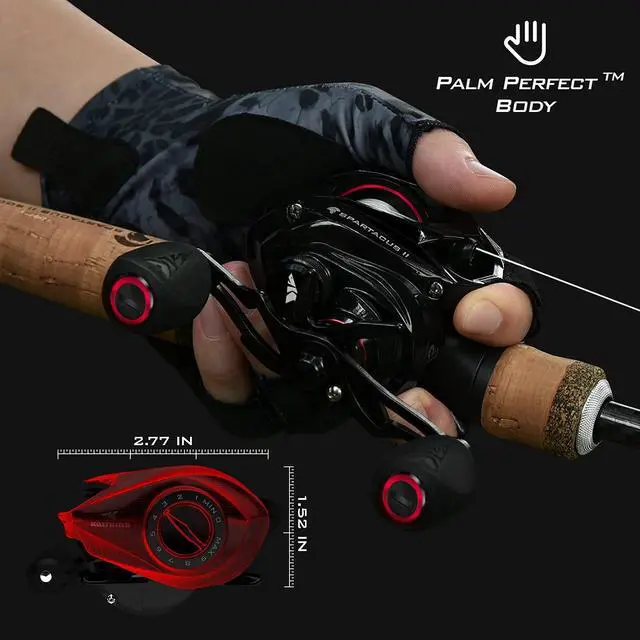 Alt view image 3 of 7 - Spartacus II Baitcasting Fishing Reel, 6oz Ultralight Baitcaster Reel, Super Smooth with 17.6 LB Carbon Fiber Drag, 7.2:1 Gear Ratio, 39mm Palm Perfect Lower Profile Design
