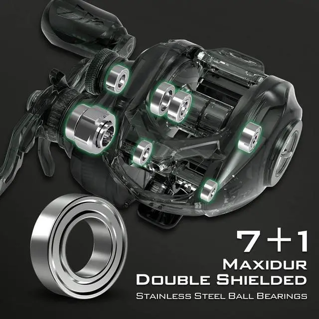 Alt view image 5 of 7 - Spartacus II Baitcasting Fishing Reel, 6oz Ultralight Baitcaster Reel, Super Smooth with 17.6 LB Carbon Fiber Drag, 7.2:1 Gear Ratio, 39mm Palm Perfect Lower Profile Design