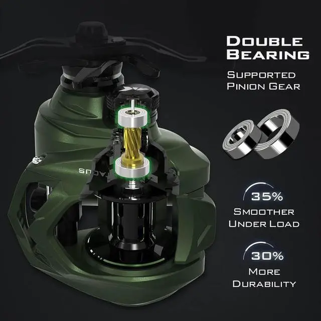 Alt view image 7 of 7 - Spartacus II Baitcasting Fishing Reel, 6oz Ultralight Baitcaster Reel, Super Smooth with 17.6 LB Carbon Fiber Drag, 7.2:1 Gear Ratio, 39mm Palm Perfect Lower Profile Design