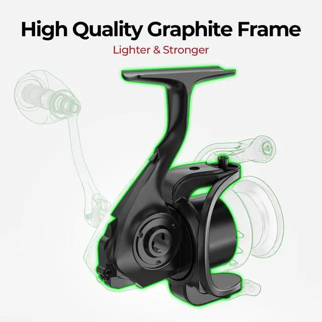 Alt view image 3 of 7 - Viper X Spinning Reels, Carbon Fiber 33LBs Max Drag, 10+1 Shielded BB, Saltwater Freshwater Spinning Fishing Reel, 5.2:1/6.2:1