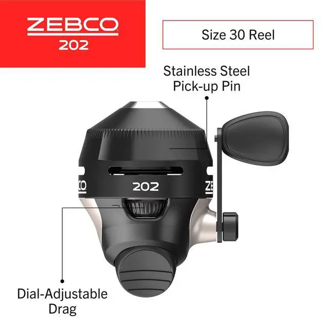 Alt view image 2 of 7 - 202 Spincast Fishing Reel, Right-Hand Retrieve, Durable All-Metal Gears, Stainless Steel Pick-up Pin, Pre-Spooled with 10-Pound Fishing Line