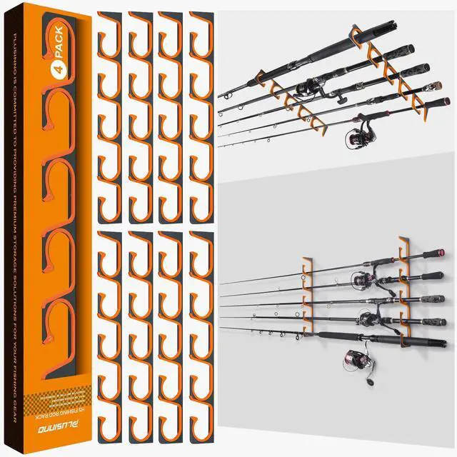 Main image of H5 Horizontal Fishing Rod/Pole Holders for Garage, Wall Ceiling Mounted Fishing Rod Holder, Aviation Aluminum Fishing rod rack Holds up to 5/10/20 Rod or Combos Fishing Gear and Gifts for Men