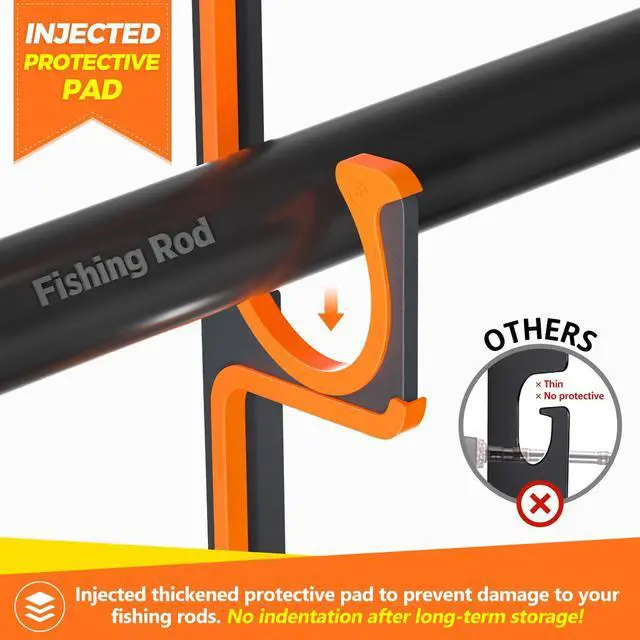 Alt view image 3 of 7 - H5 Horizontal Fishing Rod/Pole Holders for Garage, Wall Ceiling Mounted Fishing Rod Holder, Aviation Aluminum Fishing rod rack Holds up to 5/10/20 Rod or Combos Fishing Gear and Gifts for Men