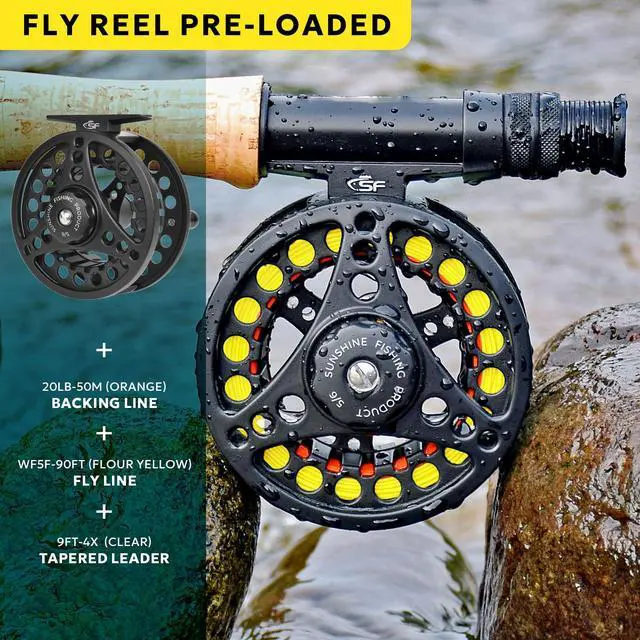 Alt view image 3 of 7 - Fly Fishing Rod Combo Starter Kit Semi Gloss Green Jade Finish 24T Carbon Fiber Trout Travel Fly Rod with Reel,Fly Rod case,Fly Box, Flies,Tapered Leader,Knot Tying Tools