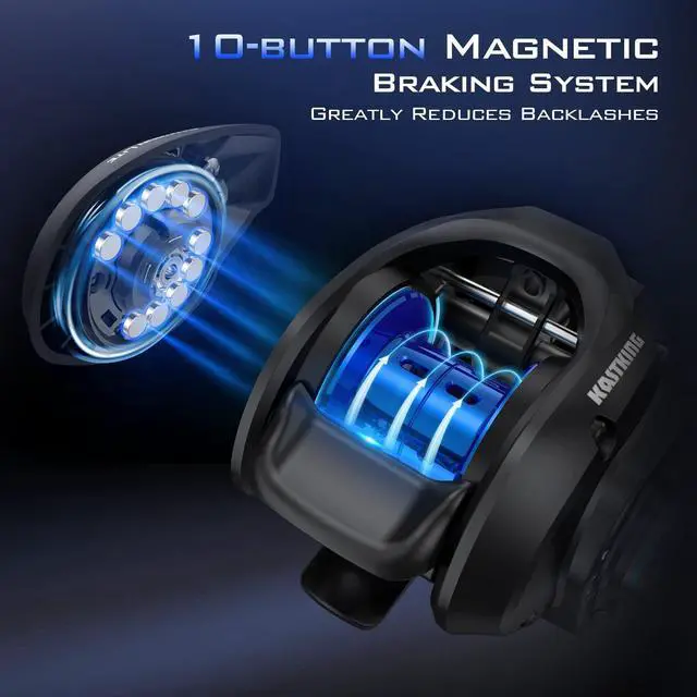 Alt view image 6 of 7 - Centron Lite Baitcasting Fishing Reel Lightweight, Glass Fiber Infused Nylon Frame 7.6 OZ 5 + 1 Anti-Reverse Ball Bearings, 7.1:1 High-Speed Gear Ratio Fishing Reel with Compact Design