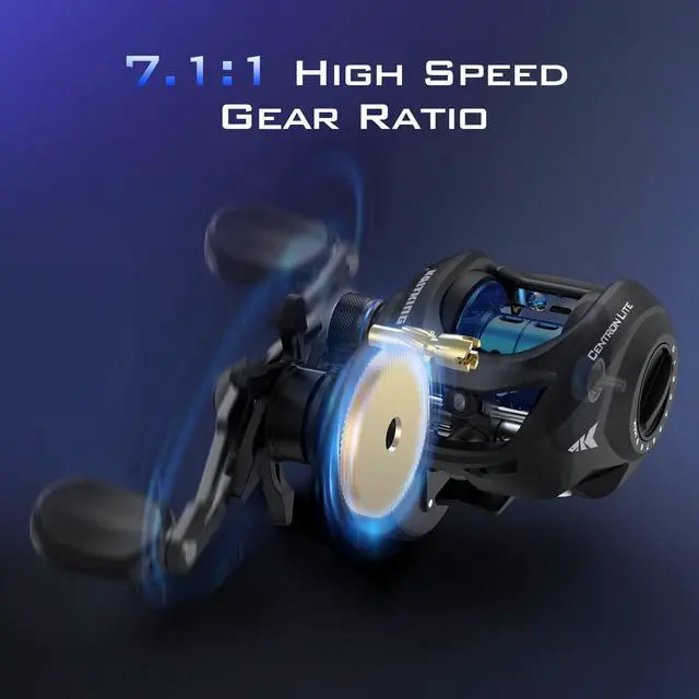 Alt view image 4 of 7 - Centron Lite Baitcasting Fishing Reel Lightweight, Glass Fiber Infused Nylon Frame 7.6 OZ 5 + 1 Anti-Reverse Ball Bearings, 7.1:1 High-Speed Gear Ratio Fishing Reel with Compact Design