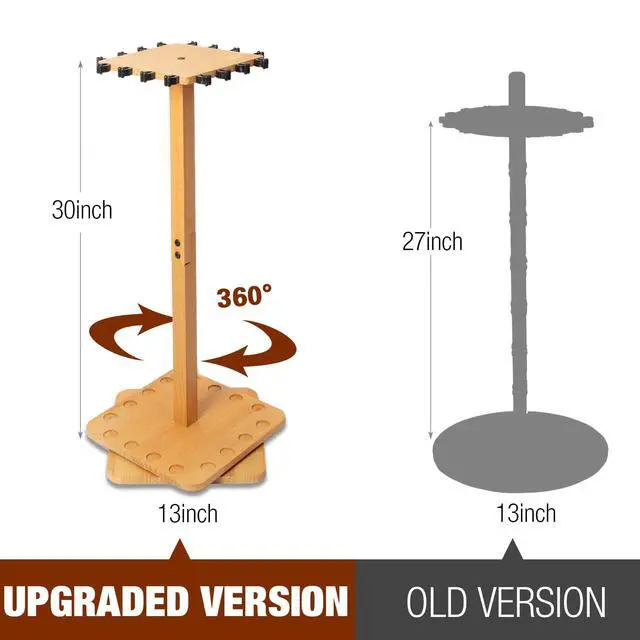 Alt view image 6 of 6 - Fishing Rod Holders for Garage 360 Degree Rotating Fishing Pole Rack, Floor Stand Holds up to 16 Rods Wood Fishing Gear Equipment Storage Organizer, Fishing Gifts for Men Women