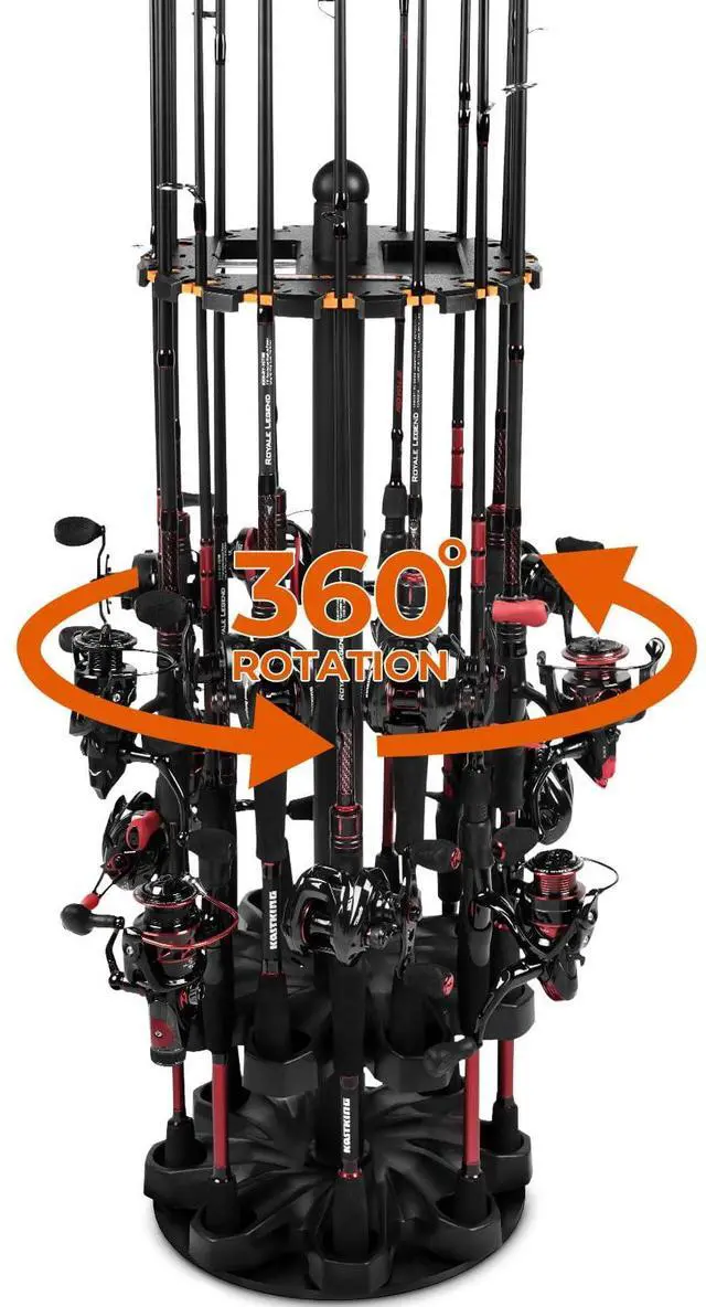 Main image of V16 Rotating Fishing Rod Holder for Garage, Floor Rack Holds Up to 16 Rods & Combos, Space-Saving Pole Organizer with Foam, Durable ABS, Fishing Gear Storage Gift for Men