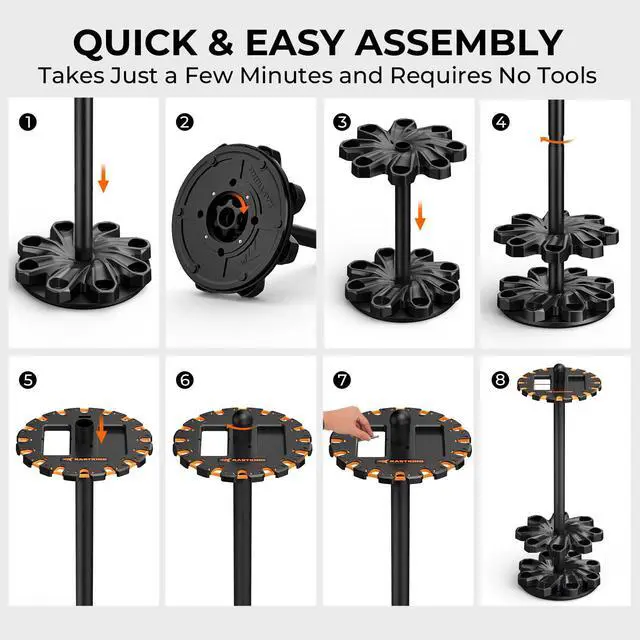 Alt view image 7 of 7 - V16 Rotating Fishing Rod Holder for Garage, Floor Rack Holds Up to 16 Rods & Combos, Space-Saving Pole Organizer with Foam, Durable ABS, Fishing Gear Storage Gift for Men
