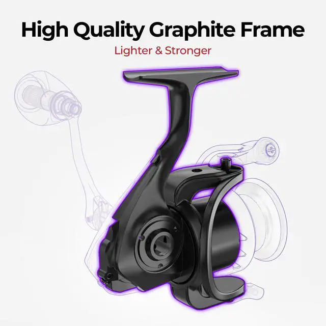 Alt view image 3 of 6 - Viper X Spinning Reels, Carbon Fiber 33LBs Max Drag, 10+1 Shielded BB, Saltwater Freshwater Spinning Fishing Reel, 5.2:1/6.2:1