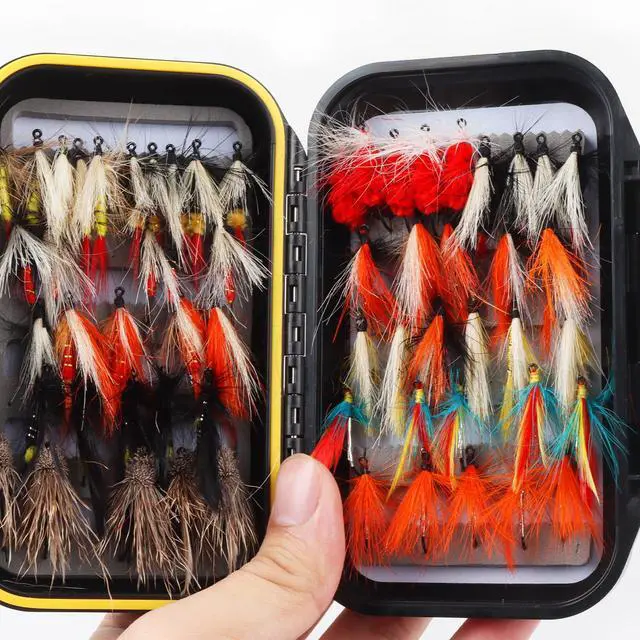 Alt view image 5 of 5 - Fly Fishing Flies Assortment Kit Dry Wet Nyphms Tenkara Popper Streamer Woolly Bugger for Trout Bass Salmon Steelhead with Fly Box
