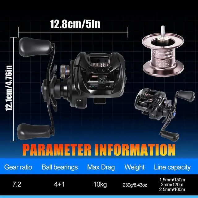 Alt view image 7 of 7 - Baitcasting Reel with Digital Anti-Backlash Control - Smart Computer Braking System, 7.2:1 Gear Ratio, 18.5LB Max Drag-Easy Casting Baitcaster for Beginners & Bass Anglers
