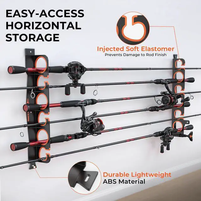 Alt view image 6 of 7 - SafeGuard LS Horizontal Fishing Rod Rack with Line Spooler Wall or Ceiling Mount, Holds 12 Rods & Combos, No-Twist Fishing Rod Holder with Spooler & Cutter (Spinning & Baitcasting)
