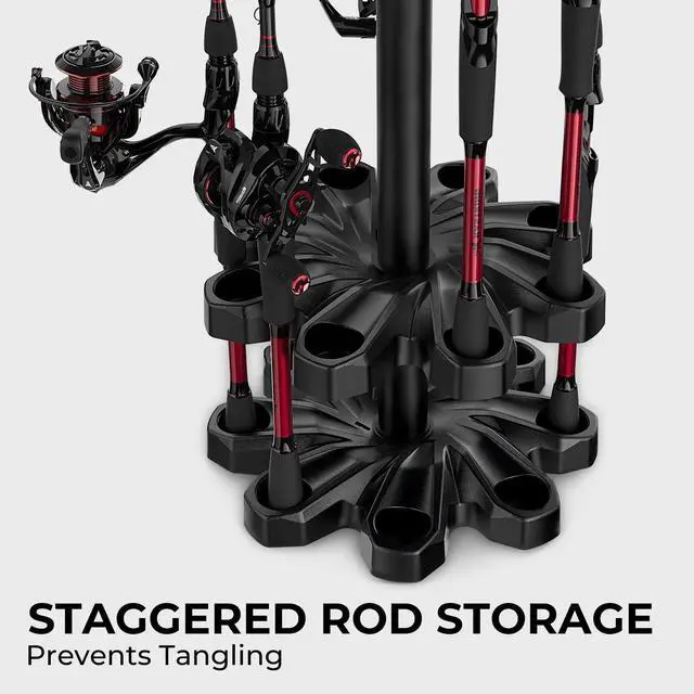 Alt view image 3 of 7 - V16 Fishing Rod Holder for Garage, Floor Rack Holds Up to 16 Rods & Combos, Space-Saving Fishing Pole Organizer with Protective Foam, Durable ABS, Fishing Gear & Accessories Gift for Men