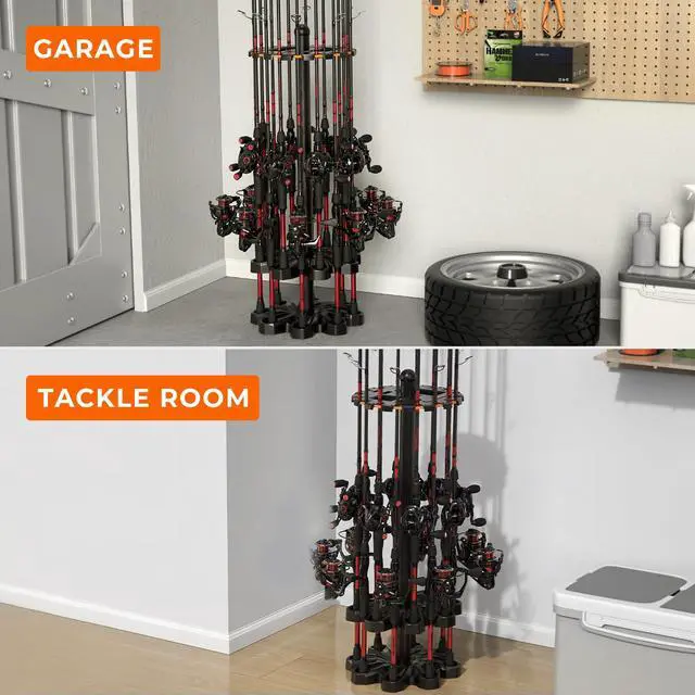 Alt view image 7 of 7 - V16 Fishing Rod Holder for Garage, Floor Rack Holds Up to 16 Rods & Combos, Space-Saving Fishing Pole Organizer with Protective Foam, Durable ABS, Fishing Gear & Accessories Gift for Men