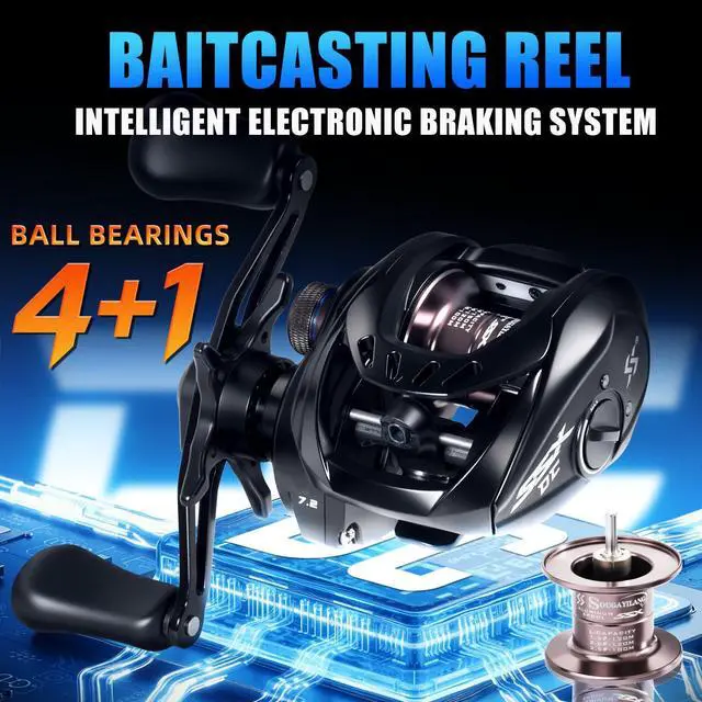 Alt view image 6 of 7 - Baitcasting Reel with Digital Anti-Backlash Control - Smart Computer Braking System, 7.2:1 Gear Ratio, 18.5LB Max Drag-Easy Casting Baitcaster for Beginners & Bass Anglers