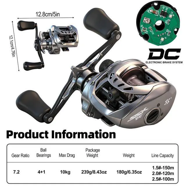 Alt view image 3 of 7 - Baitcasting Reel with Digital Anti-Backlash Control - Smart Computer Braking System, 7.2:1 Gear Ratio, 18.5LB Max Drag-Easy Casting Baitcaster for Beginners & Bass Anglers