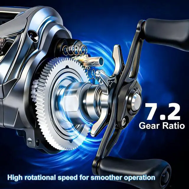 Alt view image 5 of 7 - Baitcasting Reel with Digital Anti-Backlash Control - Smart Computer Braking System, 7.2:1 Gear Ratio, 18.5LB Max Drag-Easy Casting Baitcaster for Beginners & Bass Anglers