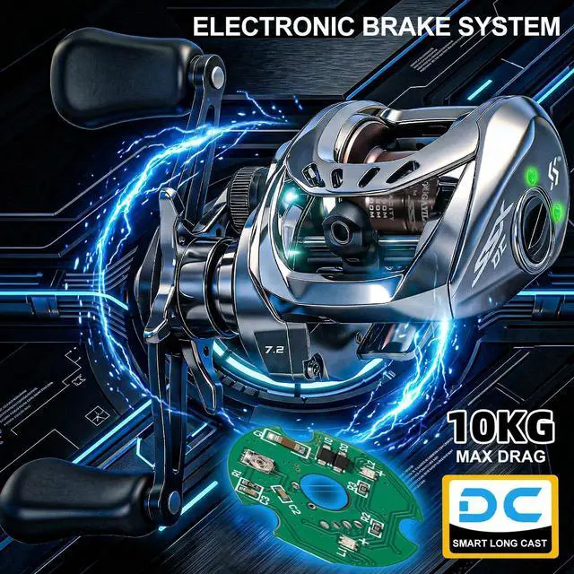 Alt view image 6 of 7 - Baitcasting Reel with Digital Anti-Backlash Control - Smart Computer Braking System, 7.2:1 Gear Ratio, 18.5LB Max Drag-Easy Casting Baitcaster for Beginners & Bass Anglers