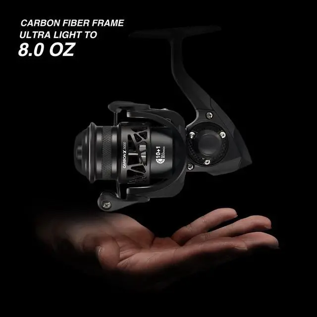 Alt view image 2 of 7 - Carbon X Ultralight Spinning Reel, Carbon Frame, 33lb Max Drag | 10+1 shielded bearings, smooth retrieve, two handle styles by size, balanced for freshwater bass and trout fishing, 500-4000