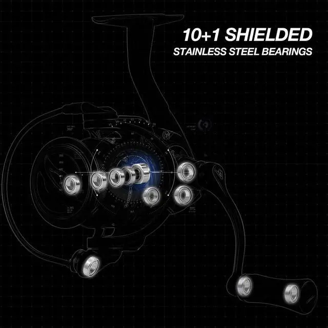 Alt view image 7 of 7 - Carbon X Ultralight Spinning Reel, Carbon Frame, 33lb Max Drag | 10+1 shielded bearings, smooth retrieve, two handle styles by size, balanced for freshwater bass and trout fishing, 500-4000