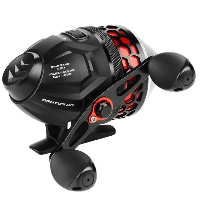Alt view image 7 of 7 - Brutus Spincast Fishing Reel,Easy to Use Push Button Casting Design,High Speed 4.0:1 Gear Ratio,5 MaxiDur Ball Bearings, Reversible Handle for Left/Right Retrieve, Includes Monofilament Line