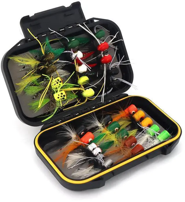 Main image of Fly Fishing Flies Assortment Kit Dry Wet Nyphms Tenkara Popper Streamer Woolly Bugger for Trout Bass Salmon Steelhead with Fly Box