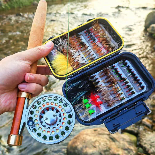 Alt view image 6 of 7 - Fly Fishing Flies Assortment Kit Dry Wet Nyphms Tenkara Popper Streamer Woolly Bugger for Trout Bass Salmon Steelhead with Fly Box