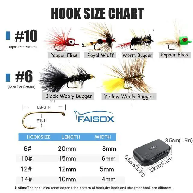 Alt view image 4 of 7 - Fly Fishing Flies Assortment Kit Dry Wet Nyphms Tenkara Popper Streamer Woolly Bugger for Trout Bass Salmon Steelhead with Fly Box