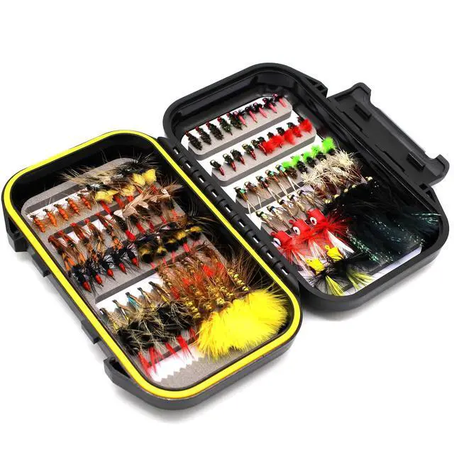 Alt view image 5 of 7 - Fly Fishing Flies Assortment Kit Dry Wet Nyphms Tenkara Popper Streamer Woolly Bugger for Trout Bass Salmon Steelhead with Fly Box