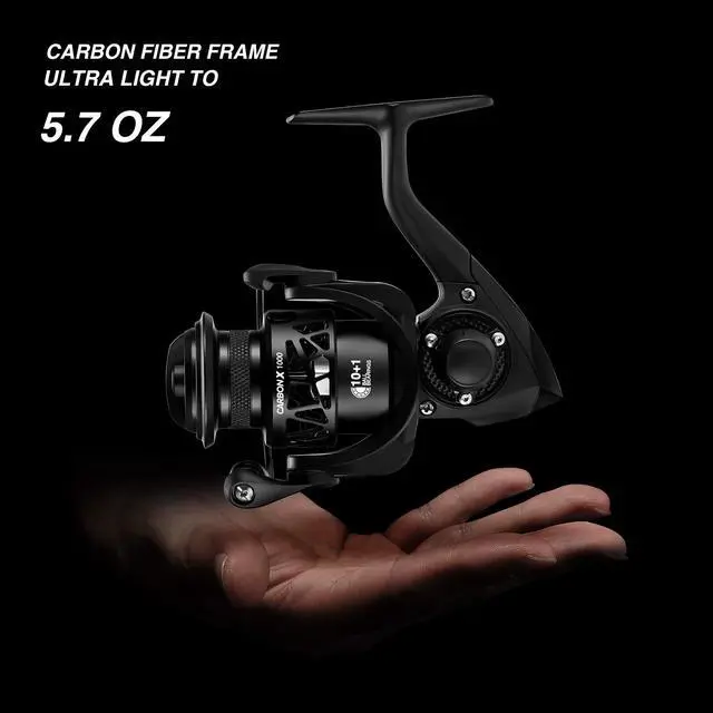 Alt view image 2 of 7 - Carbon X Ultralight Spinning Reel, Carbon Frame, 33lb Max Drag | 10+1 shielded bearings, smooth retrieve, two handle styles by size, balanced for freshwater bass and trout fishing, 500-4000