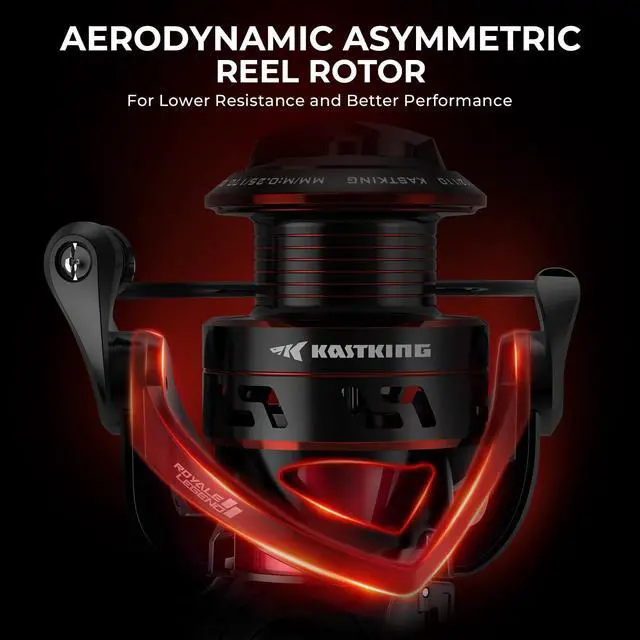 Alt view image 6 of 7 - Royale Legend Fishing Reel - 5.2:1/6.2:1 Gear Ratio Spinning Reel, Up to 22 Lbs of Carbon Drag, 5+1/7+1 Stainless Steel Ball Bearings, Graphite Frame, Asymmetric Spinning Reel Rotor Design